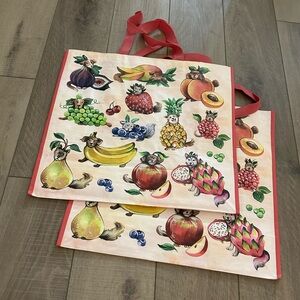 Homegoods TJMaxx Marshalls Viral Dog Fruit Print Tote Bags Set of 2 NWOT